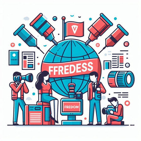 Concept of Freelance. Vector illustration in thin line styleのイラスト素材