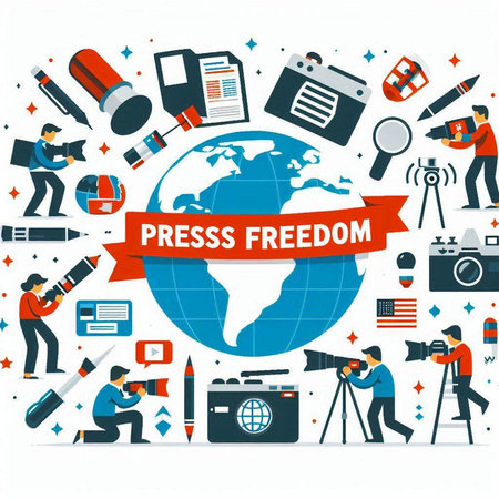 Flat design vector illustration concept for professional photographer, videographer, videographer.のイラスト素材