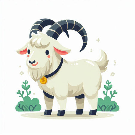 Goat. Cute cartoon character. Vector illustration on white background.のイラスト素材