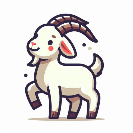 Cute cartoon goat isolated on a white background. Vector illustration.のイラスト素材