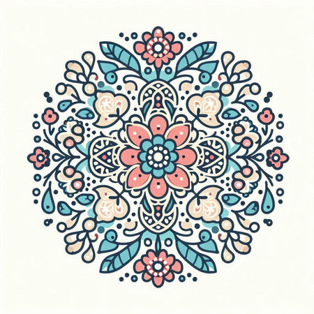 Mandala. Vintage decorative elements. Hand drawn background. Islam, Arabic, Indian, ottoman motifs. Boho style.のイラスト素材