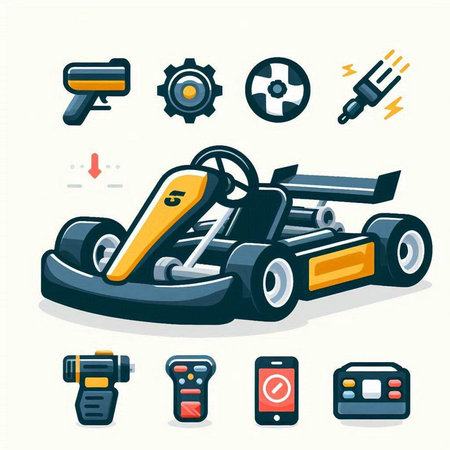Karting sport equipment. Vector illustration in flat design style.のイラスト素材