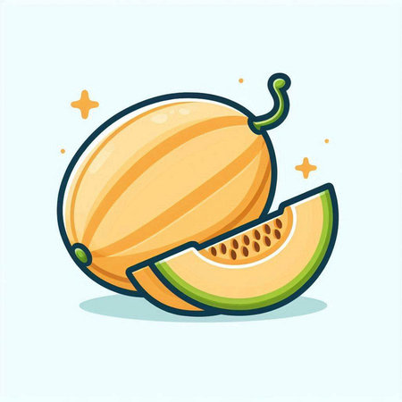 Illustration of a melon on a light background. Vector illustrationのイラスト素材