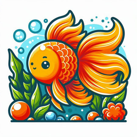Cute goldfish in the water. Vector illustration for your designのイラスト素材