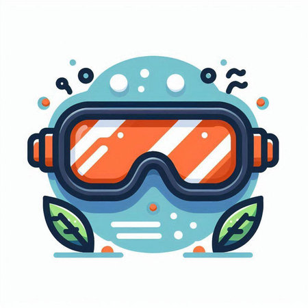 Snorkeling goggles flat icon. Vector illustration of scuba diving equipment.のイラスト素材