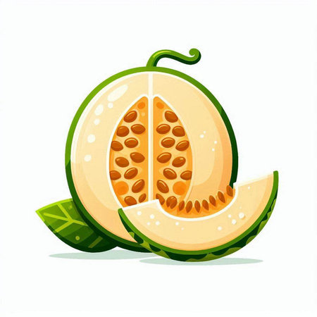 Melon fruit isolated on white background. Vector illustration. Eps 10.のイラスト素材