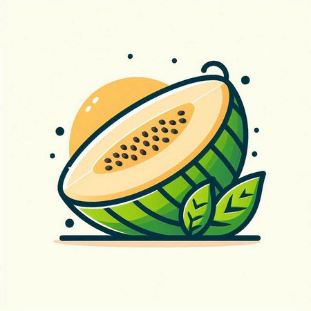 Cantaloupe melon icon, vector illustration. Flat style.のイラスト素材