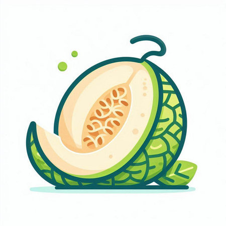 Melon vector illustration on white background. Melon isolated on white background.のイラスト素材