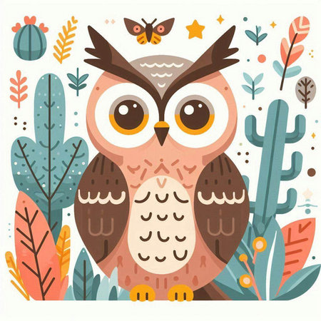 Cute owl. Vector illustration in scandinavian style.のイラスト素材