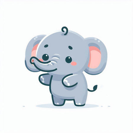 Cute cartoon elephant. Vector illustration isolated on a white background.のイラスト素材