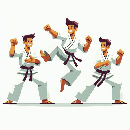 Taekwondo vector illustration. Cartoon karate man character.のイラスト素材