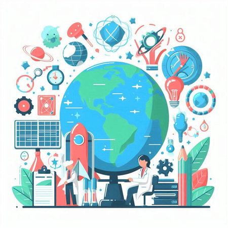 Flat design modern vector illustration concept of science, education and technology.のイラスト素材