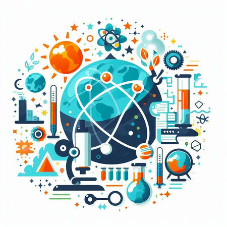 Science, chemistry and education concept. Vector illustration in flat style.のイラスト素材