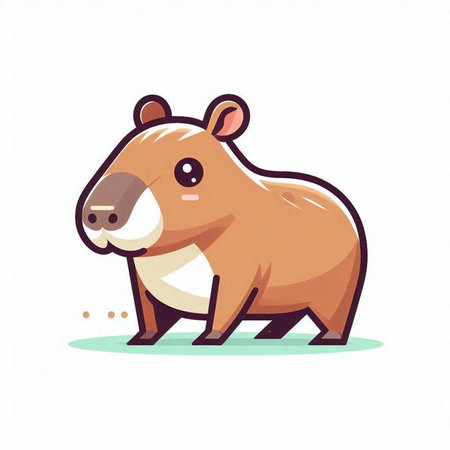 Cute cartoon beaver. Vector illustration isolated on white background.のイラスト素材