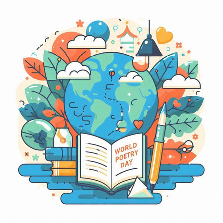 Vector illustration of World Book Day. Flat line art style design for web, site, advertising, banner, poster and print.のイラスト素材