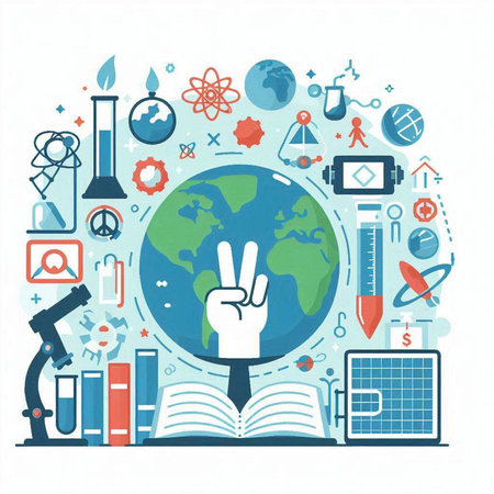 Science and education concept. Vector illustration in flat design style. World book day.のイラスト素材