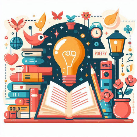 Flat design vector illustration concept of education, knowledge, wisdom, knowledge, knowledge, wisdom, school, university, library.のイラスト素材