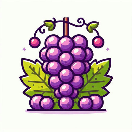 Grapes vector icon. Illustration of a bunch of grapes.のイラスト素材
