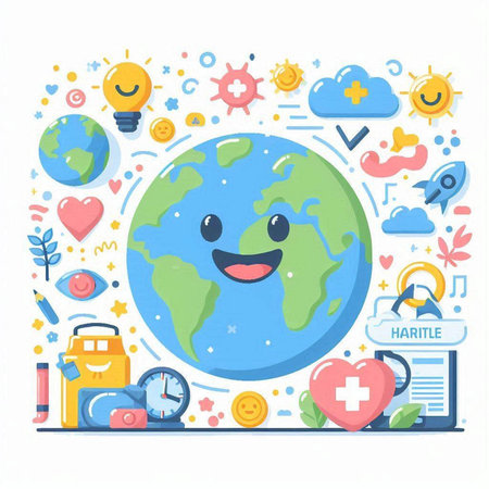 Flat design concept of world health day, save the planet, vector illustrationのイラスト素材