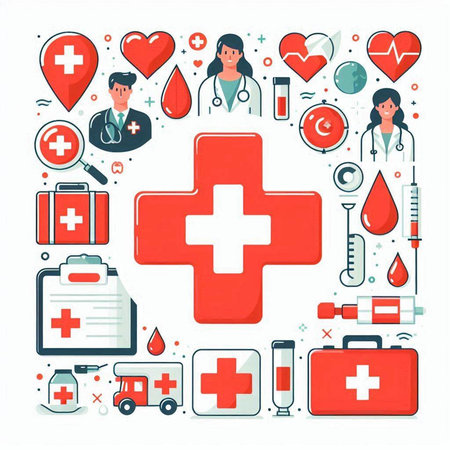 Medical concept. Vector illustration in flat style. Health care icons.のイラスト素材