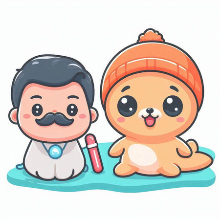 Cute cartoon boy and girl in swimming pool. Vector illustration.のイラスト素材