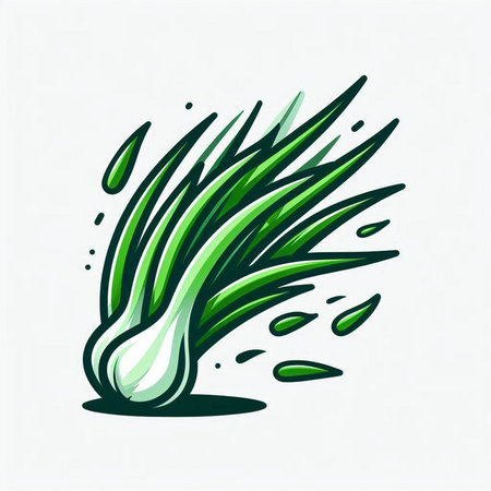 Vector illustration of fresh green onion. Isolated on white background.のイラスト素材
