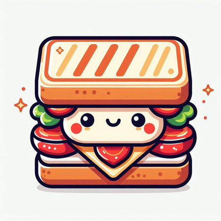 Cute sandwich vector icon. Cute fast food cartoon character.のイラスト素材