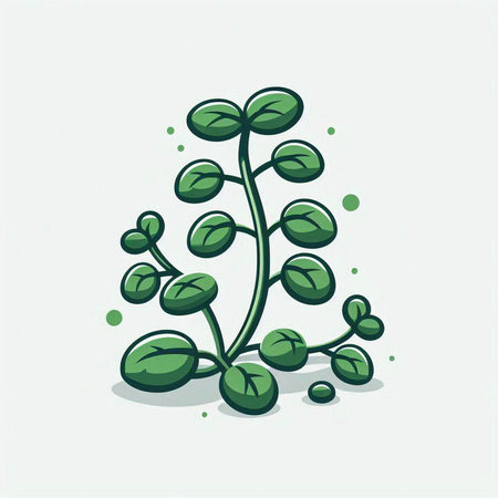 Illustration of a green plant with leaves on a white background.のイラスト素材