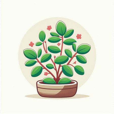 Illustration of a houseplant in a pot on a white backgroundのイラスト素材
