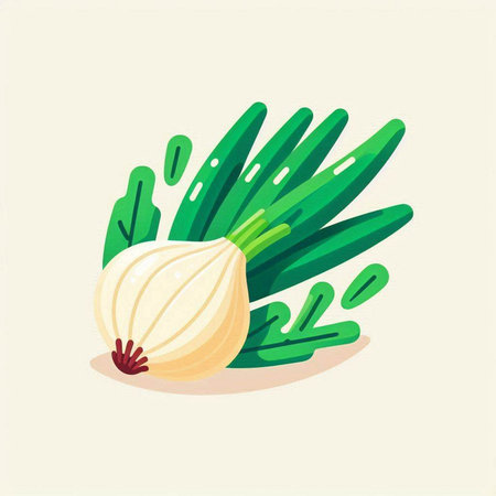Illustration of onion on a white background. Vector illustration in cartoon style.のイラスト素材