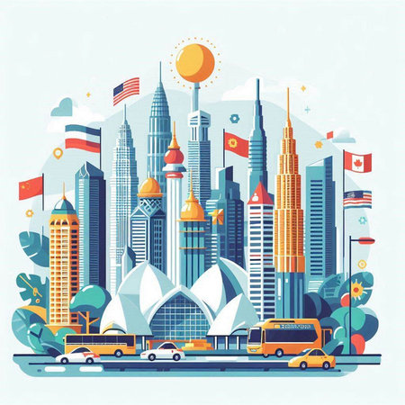 Dubai, United Arab Emirates. Landmarks of the world. Vector illustrationのイラスト素材