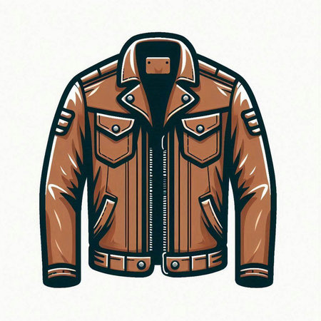 Vector illustration of a brown leather jacket isolated on a white background.のイラスト素材