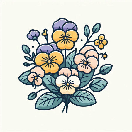 Bouquet of spring flowers. Vector illustration in doodle style.のイラスト素材