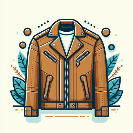 Vector illustration of a brown jacket with a leather collar on a white backgroundのイラスト素材