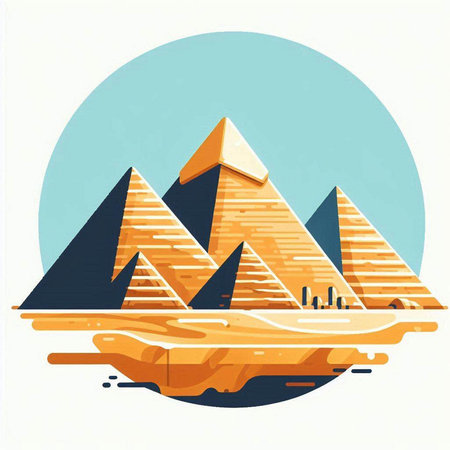 Egyptian pyramids. Vector illustration in retro style. EPS 10のイラスト素材