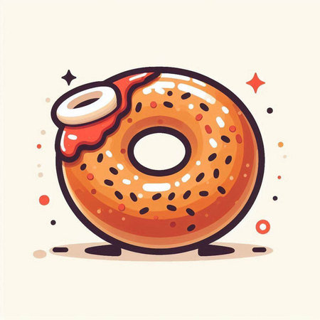 Cartoon donut with glaze. Vector illustration in flat style.のイラスト素材