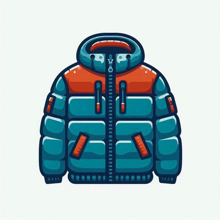 Vector illustration of a blue winter jacket isolated on a white background.のイラスト素材