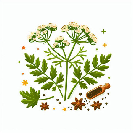 Herbs and spices. Herbs for cooking. Vector illustration.のイラスト素材