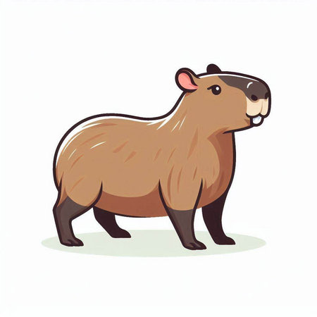 Cute cartoon wild beaver isolated on white background. Vector illustration.のイラスト素材