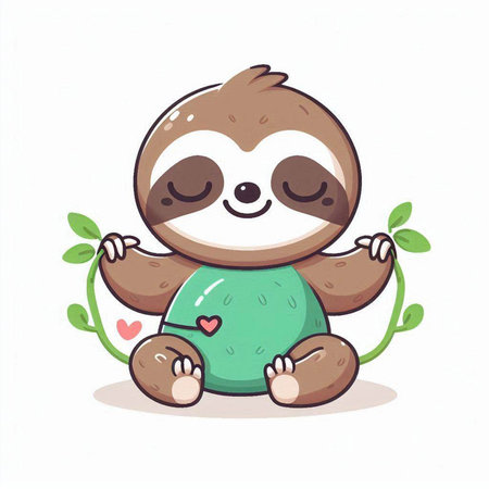 Cute cartoon sloth. Vector illustration isolated on white background.のイラスト素材