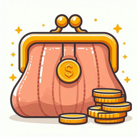 Purse with coins. Vector illustration of a purse with coins.のイラスト素材