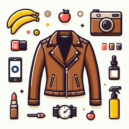 Vector fashion icons set in flat style. Vector illustration for your designのイラスト素材