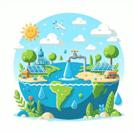 Ecology concept. Vector illustration in flat style. World Environment Day.のイラスト素材