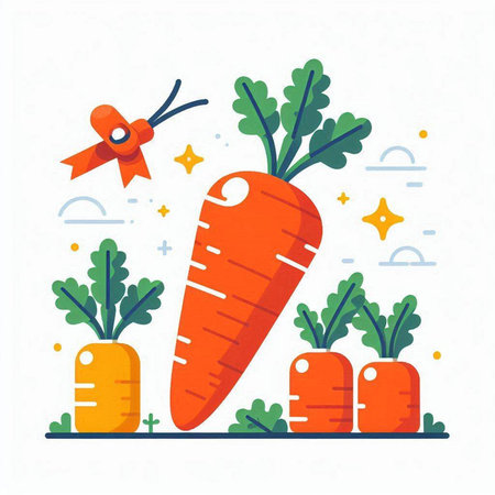 Carrot vector illustration in flat design style. Vegetarian food concept.のイラスト素材