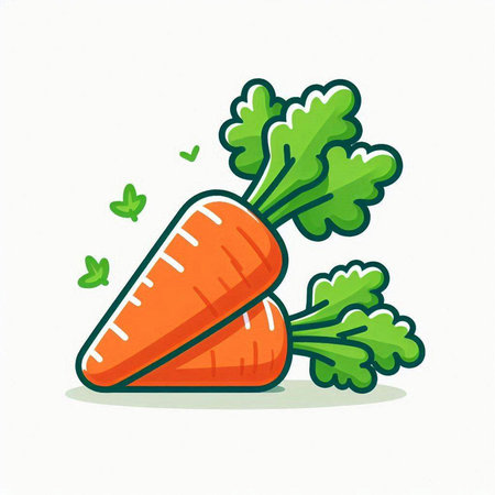 Carrot vegetable cartoon icon on white background. Vector illustration. Fresh organic vegetable.のイラスト素材