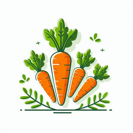 Carrot with leaves on white background. Vegetable vector illustration.のイラスト素材