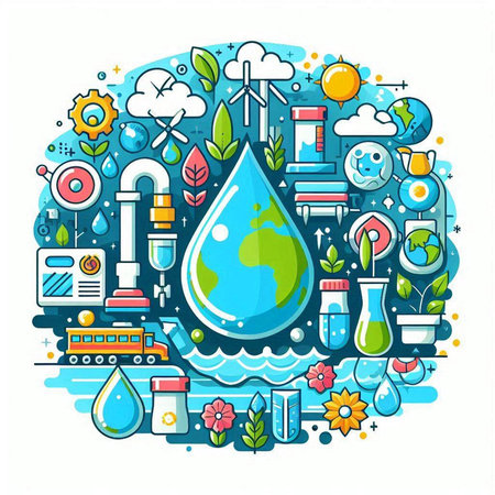 Ecology concept, save the planet, save the water, vector illustrationのイラスト素材
