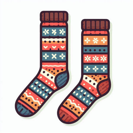 Christmas socks isolated on white background. Vector illustration. Eps 10.のイラスト素材