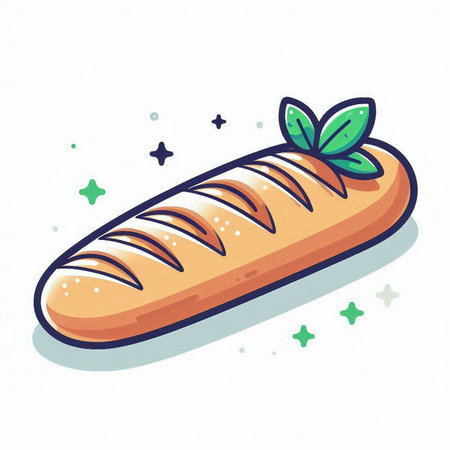 Illustration of a loaf of bread on a white background with starsのイラスト素材