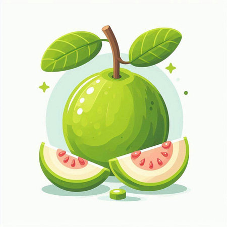 Illustration of guava fruit on white background. Vector illustration.のイラスト素材